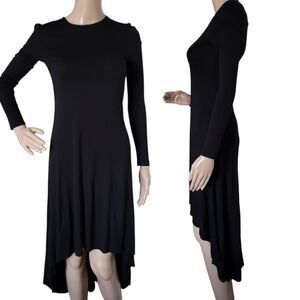 Brochu Walker Long Sleeve Jersey Knit Hi Lo Dress XS Black Size P
